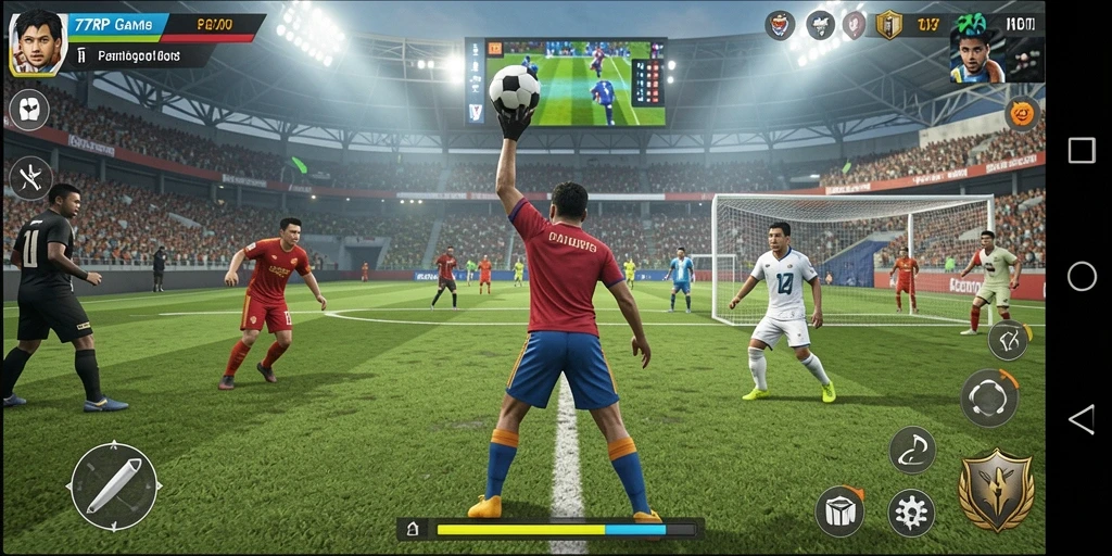 Screenshot utama menunjukkan aksi seru gameplay olahraga di 77RP.