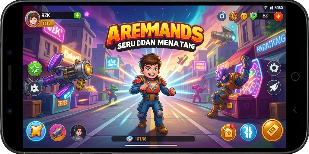 Tangkapan layar menunjukkan gameplay seru 9ZK dalam kategori Arcade.