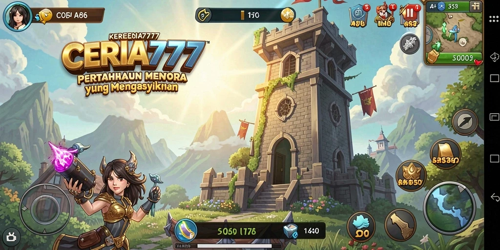 Tampilan gameplay menara pertahanan yang seru dan menarik.