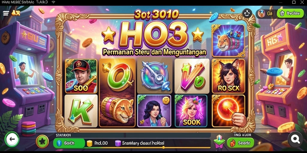 Tampilan menarik dari gameplay Slot HO3 dengan berbagai simbol ceria.