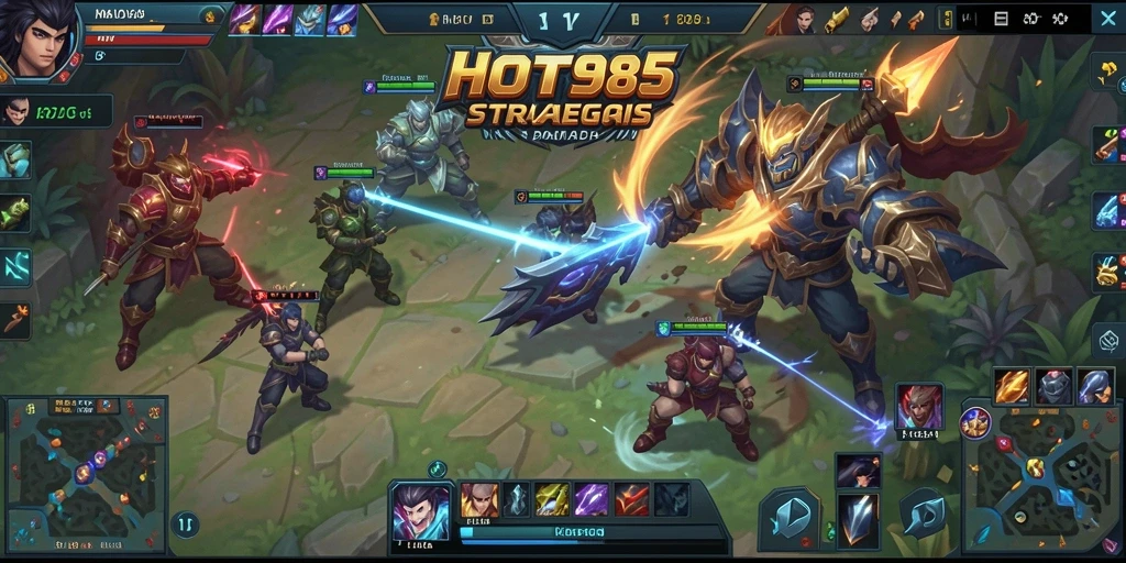 Gameplay HOT985 yang mendebarkan dan strategis selama pertarungan.