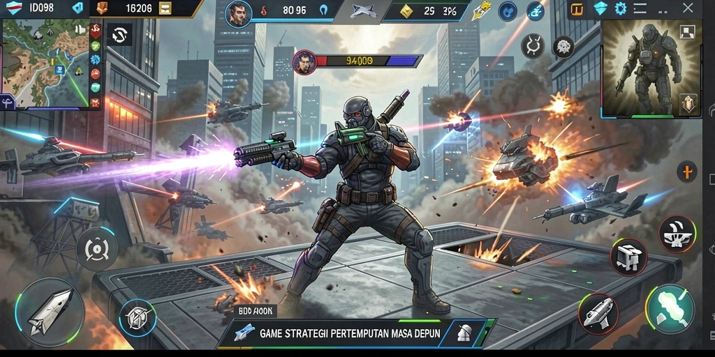 Tampilan gameplay menarik dari ID098 dengan pertempuran yang strategis.