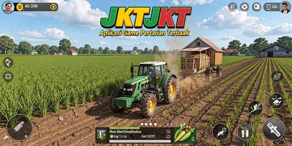 Gameplay JKTJKT menampilkan suasana pertanian yang hidup dan menarik.