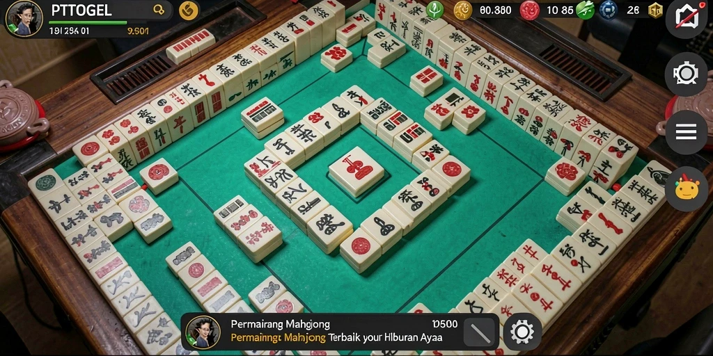 Screenshot utama PTTOGEL menampilkan gameplay Mahjong yang menarik dengan grafis menawan.