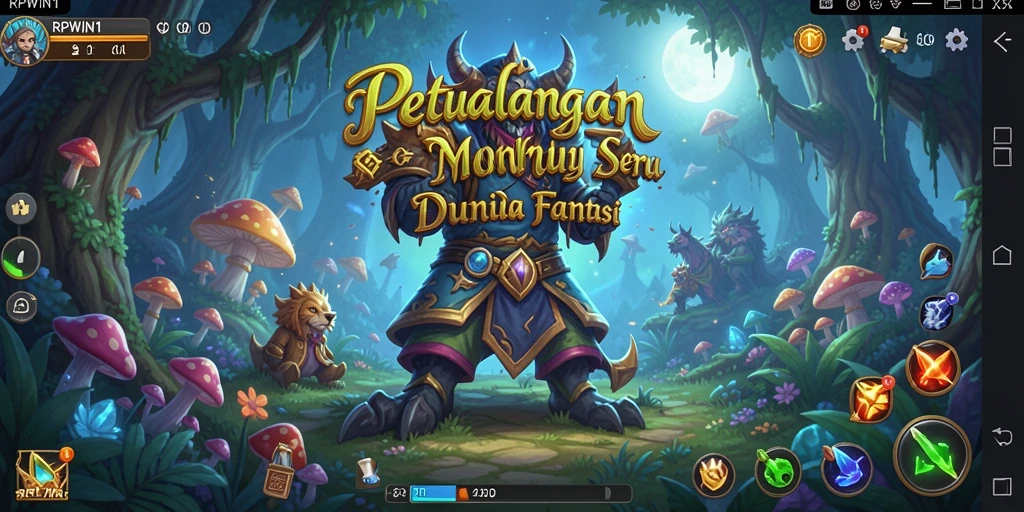 Screenshot utama RPWIN1 menampilkan karakter utama menjelajahi dunia petualangan.
