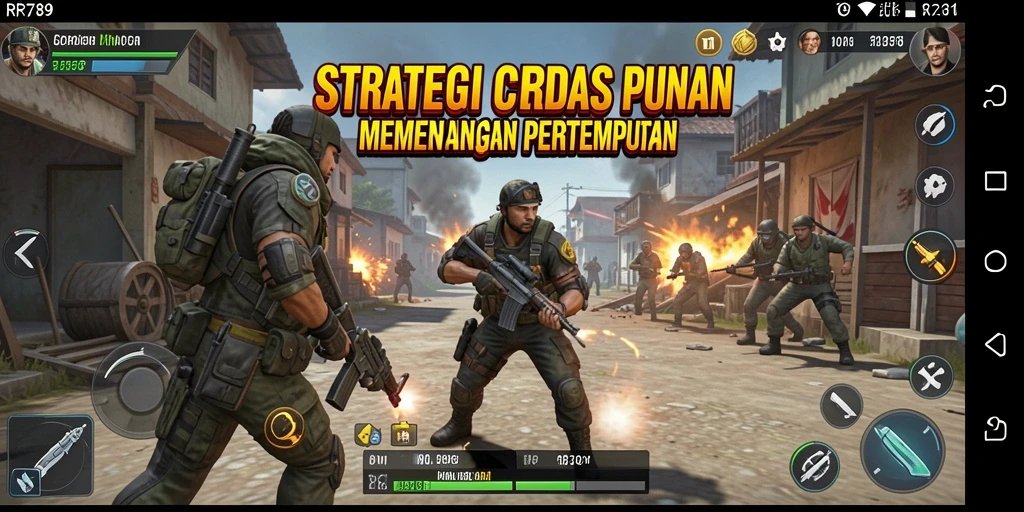 Screenshot gameplay dari RR789 yang menampilkan aksi strategi yang intens.