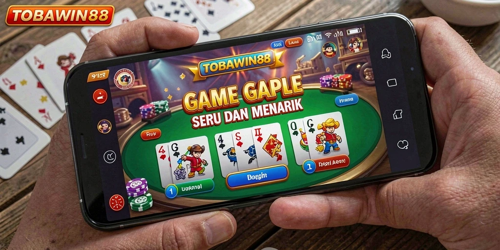 Tampilan gameplay TOBAWIN88 dengan suasana Gaple yang seru.